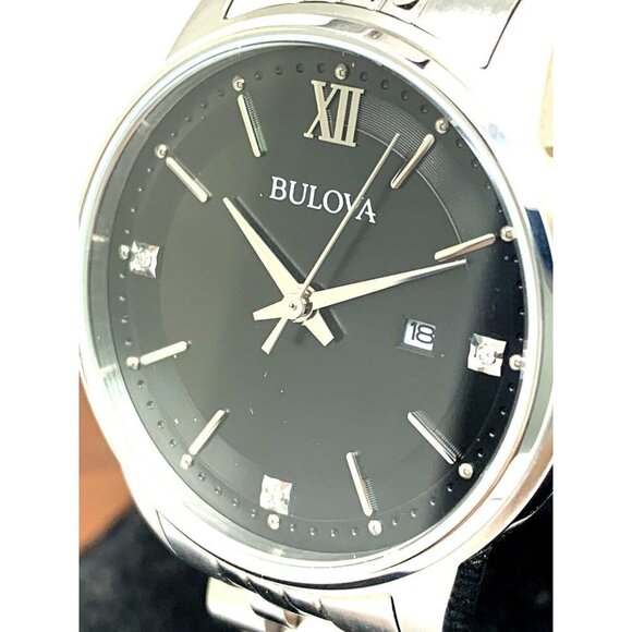 Bulova Women’s Watch 96P226 Silver Steel Diamond Black Dial Quartz 32mm main image 7